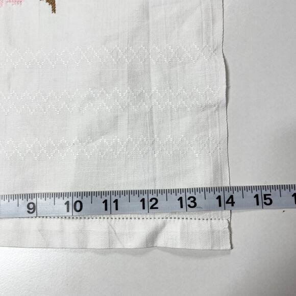Embroidered Cotton White Table Runners Set of Two 14”x27” & 22.5”x42.5” Cottage - Picture 5 of 8